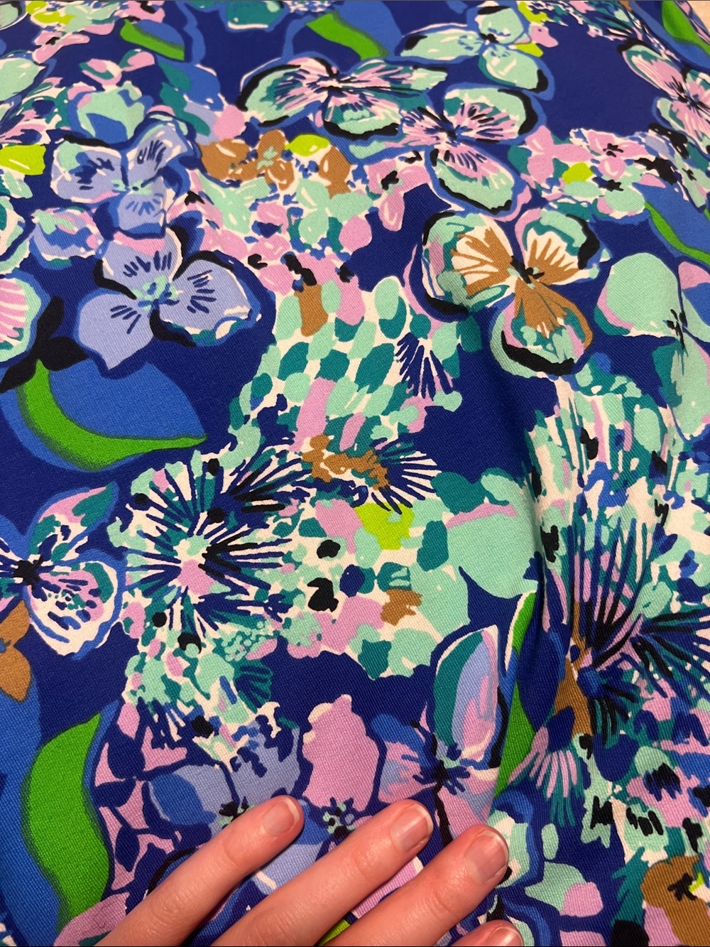 Lilly Pulitzer Royal Blue Floral Zip Jacket with Gold Charm - Picture 4 of 4